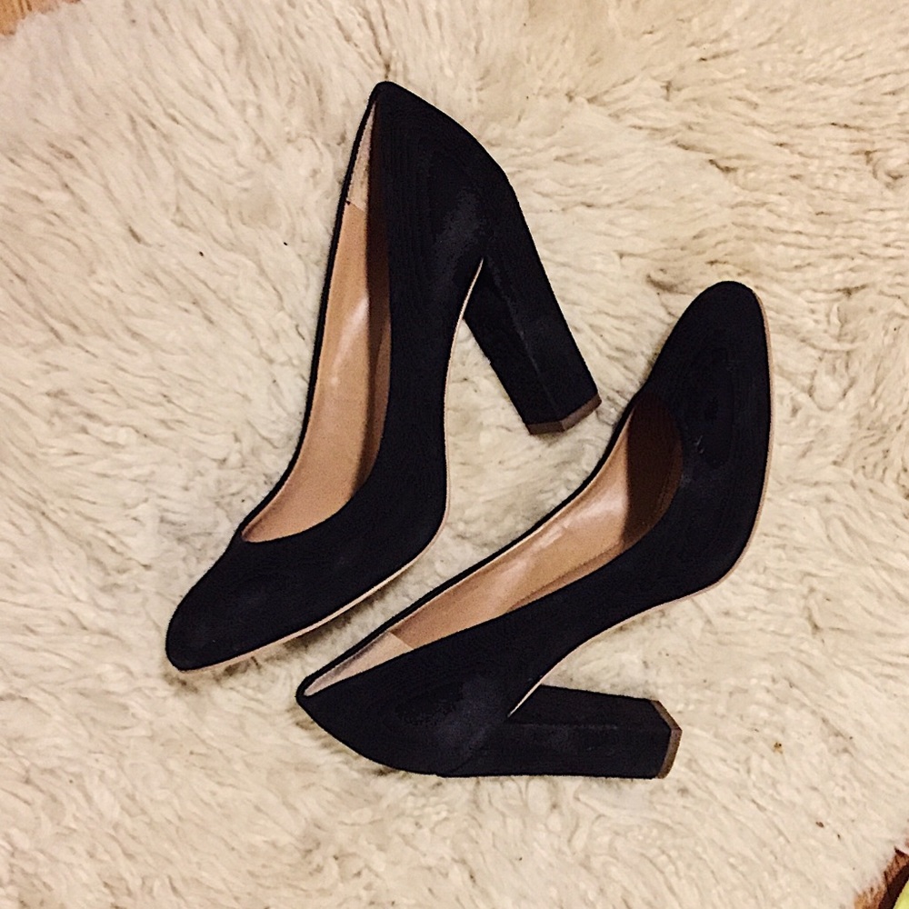 J.Crew Black Suede 3” Block Heel